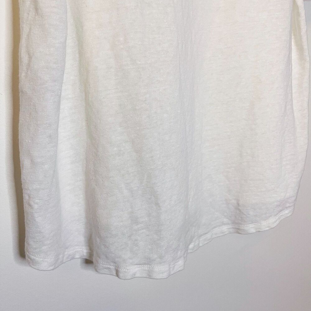 Chico’s 95% Linen Tee Size 2 (L) White Short Sleeve Ruffle Trim Top Minimalist - Picture 8 of 8
